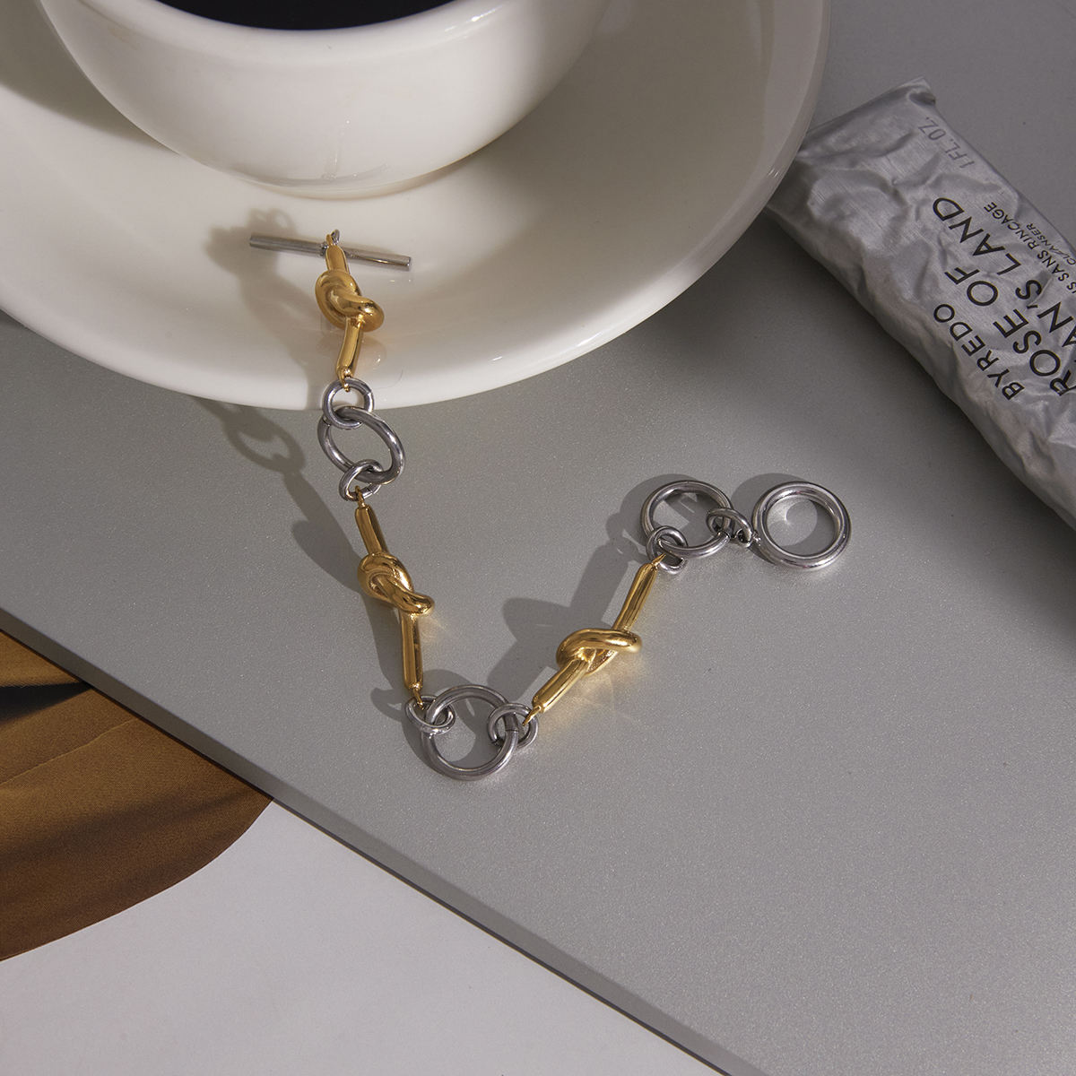 Two Tone Knot Chain Bracelet