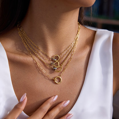 Two Tone Heart Clasp Pendant Necklace