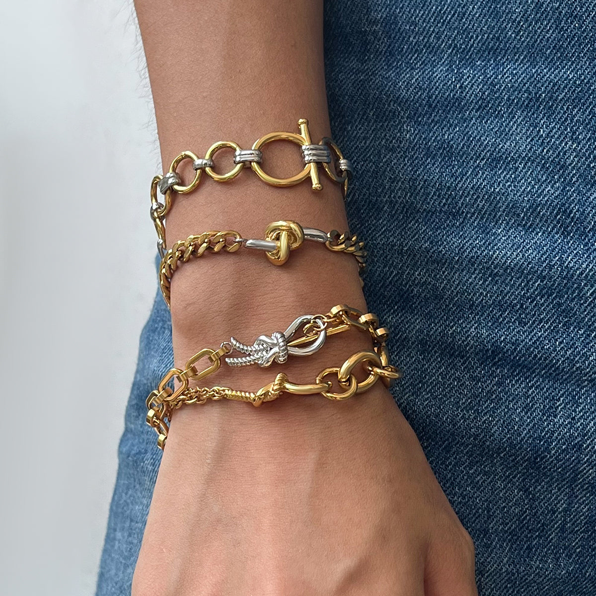 Two Tone Knot Chain Bracelet