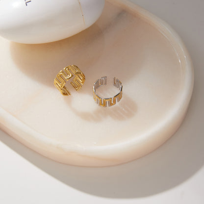 Two Tone Wave Open Ring
