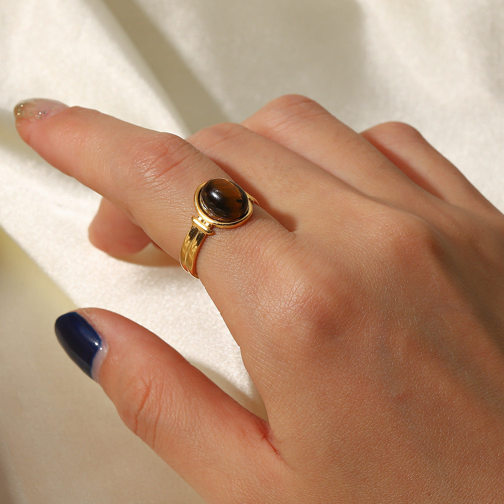 Brown Stone Adjustable Ring