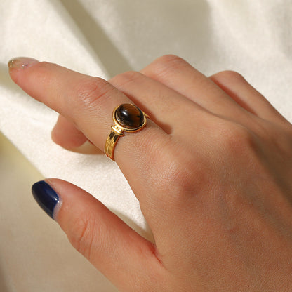 Brown Stone Adjustable Ring