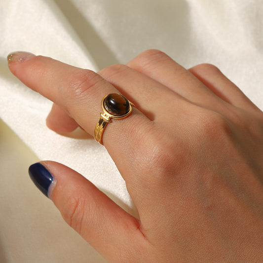 Brown Stone Adjustable Ring