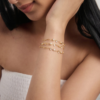 Flat Circles Zirconias Wavy Bracelet