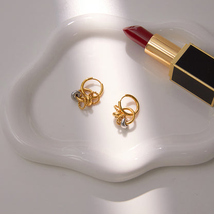 Two Tone Dangle Hoop Earrings