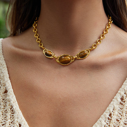 Brown Stones Chunky Necklace