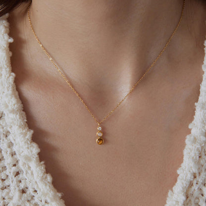 Brown Mini Stones Circles Pendant Necklace