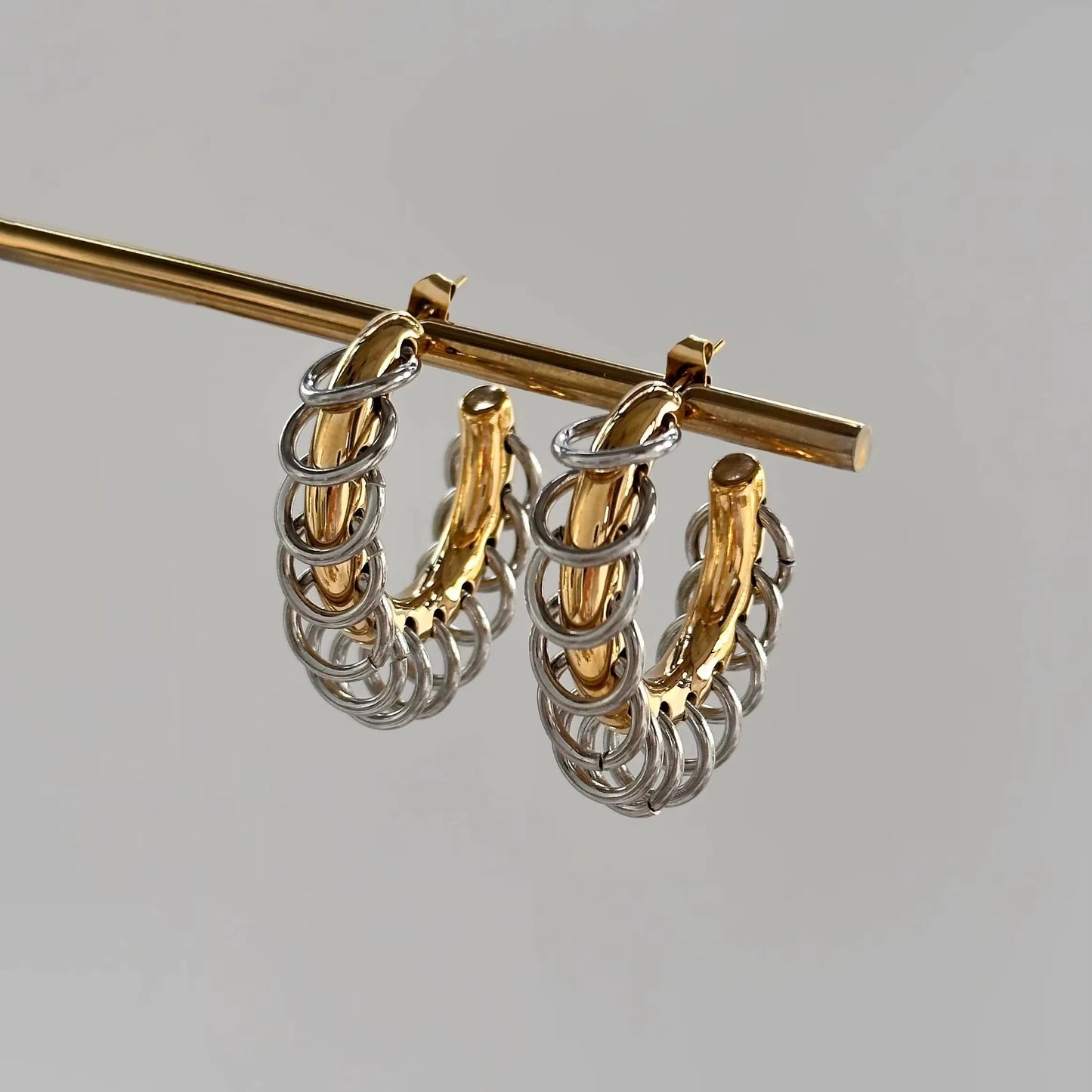 Two Tone Fringe Hoop Earrings