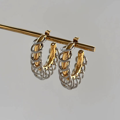 Two Tone Fringe Hoop Earrings
