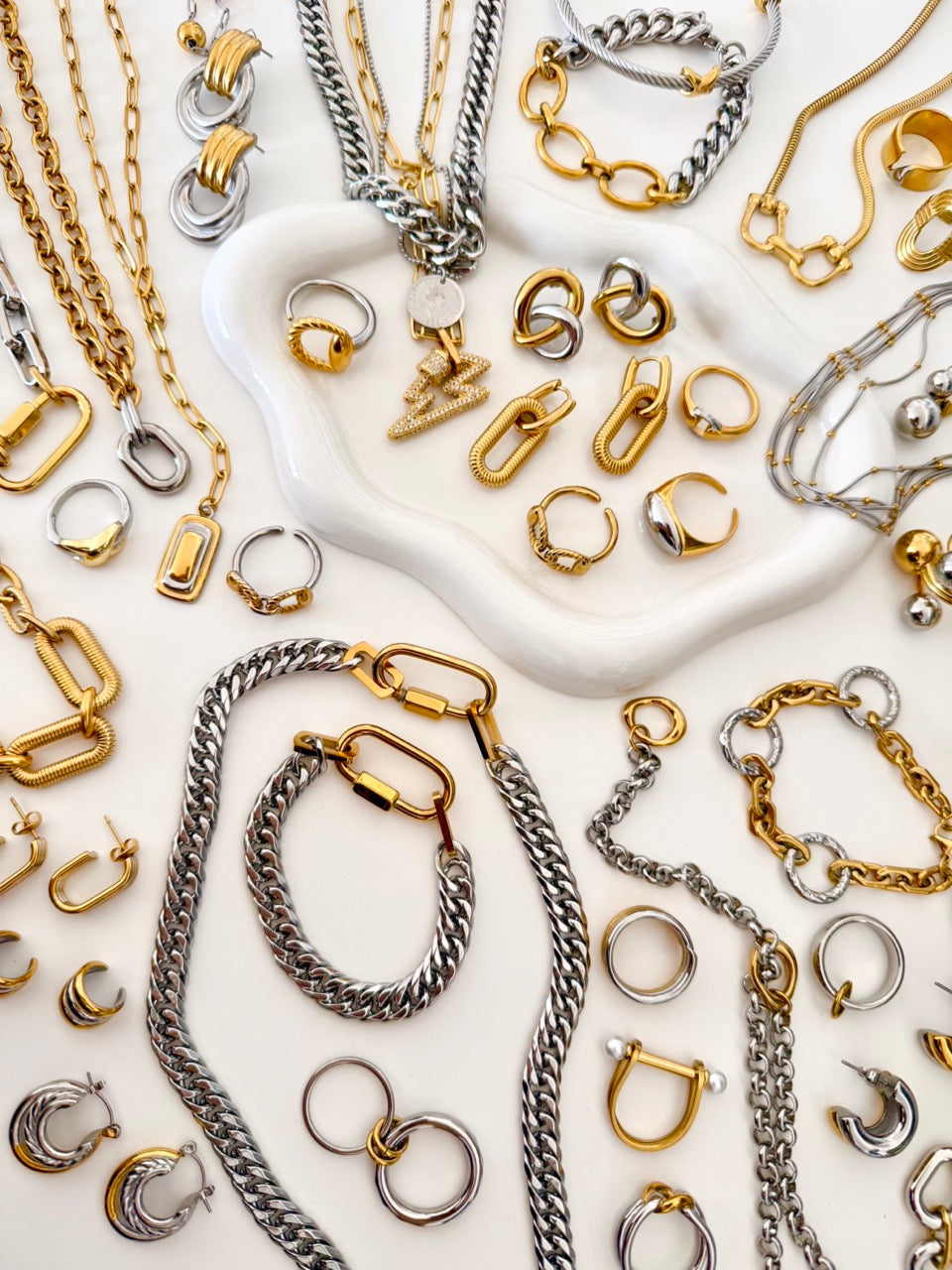 Two Tone Carabiner Chunky Cuban Necklace