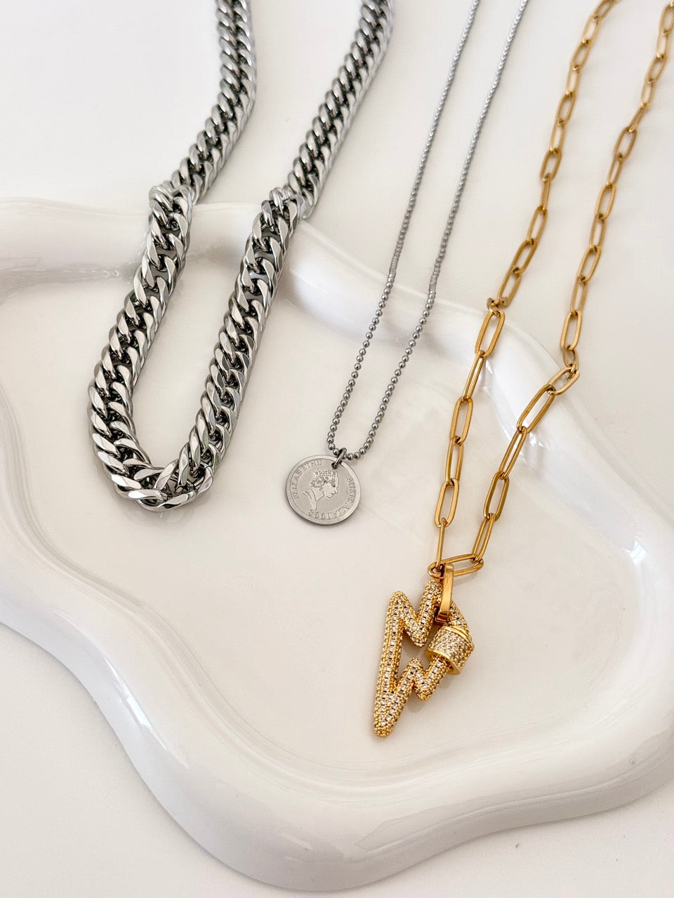 Two Tone Chunky Necklace Set