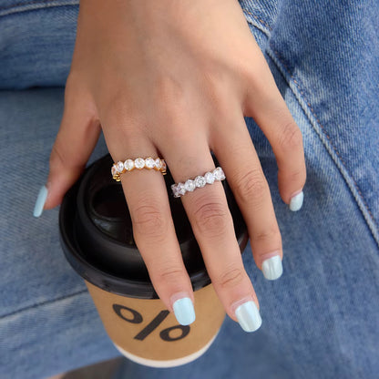 Silver Zirconias Band Ring