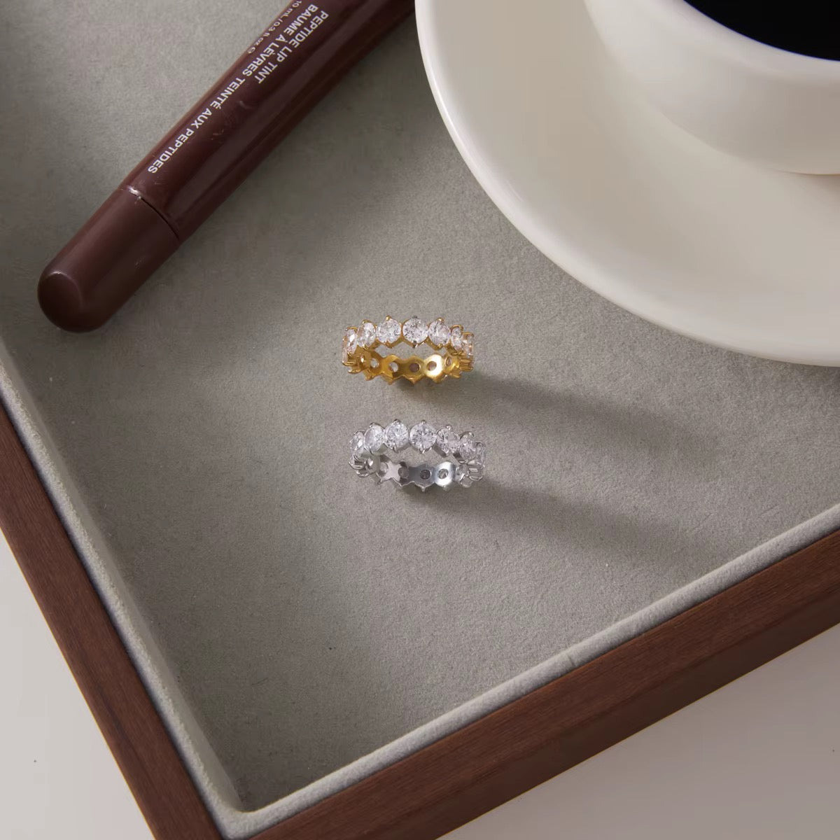Silver Zirconias Band Ring