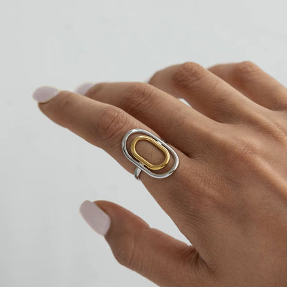 Two Tone Double Hollow Layer Ring