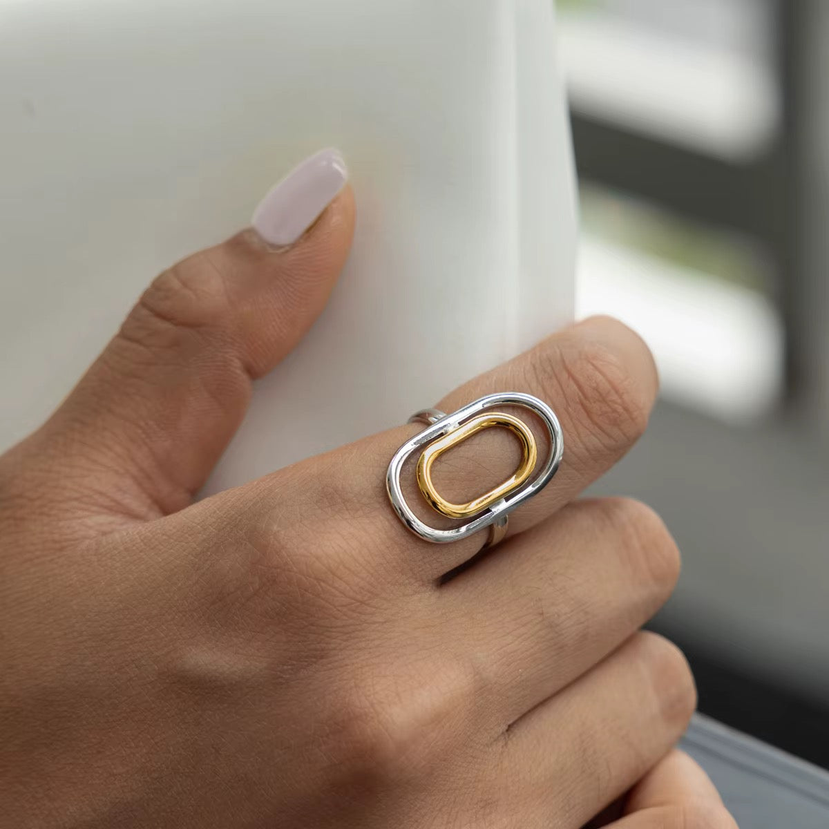 Two Tone Double Hollow Layer Ring