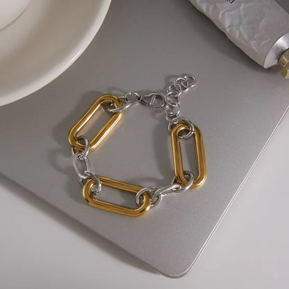 Two Tone Chunky Link Chain Bracelet