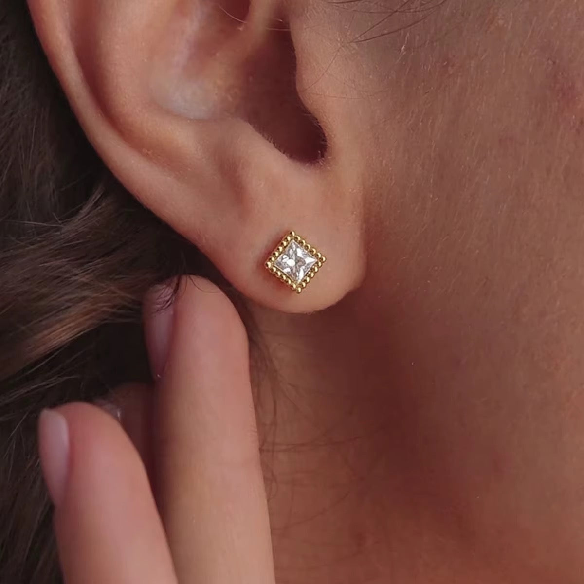 Square Zirconia Stud Earrings