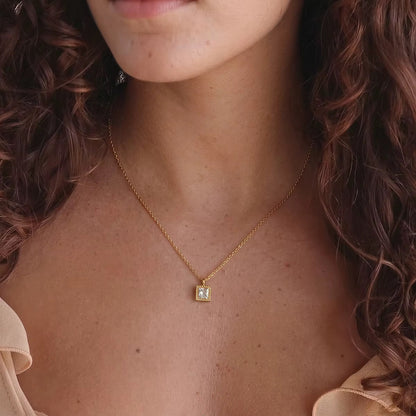 Square Zirconia Pendant Necklace