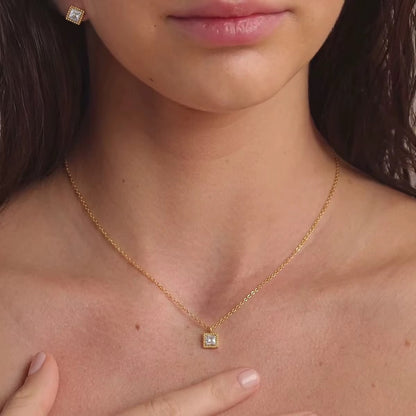 Square Zirconia Pendant Necklace