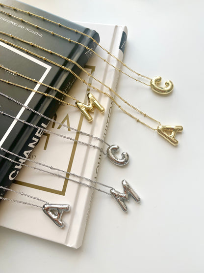 Silver Balloon Initial Necklace