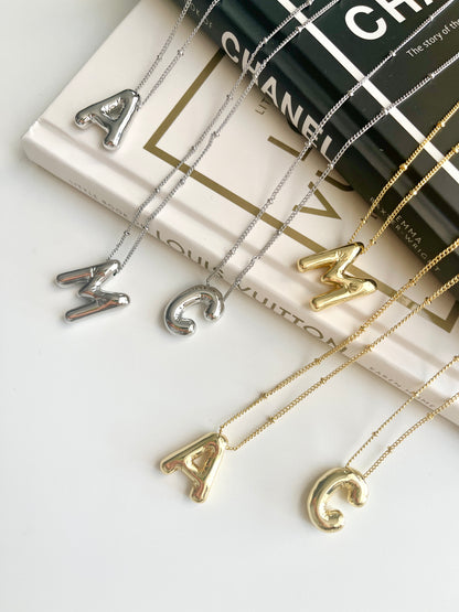 Silver Balloon Initial Necklace