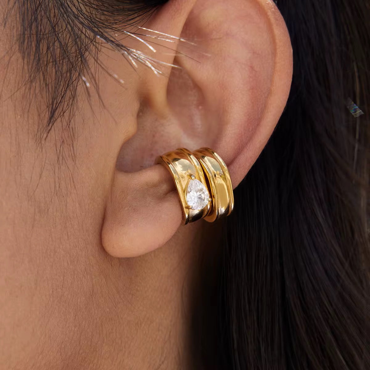 Pear Zirconia Earcuff Set