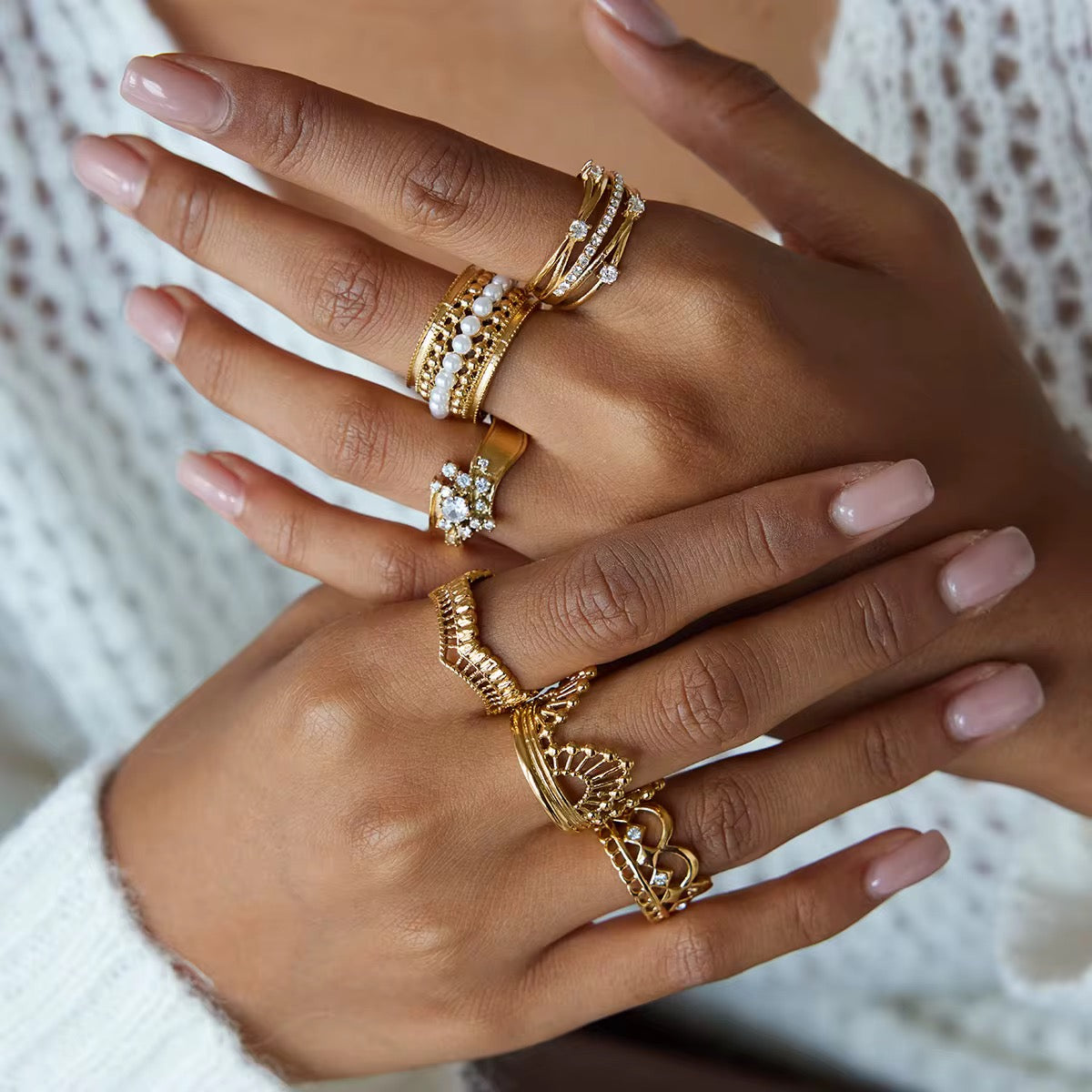 Round Zirconias Layered Ring