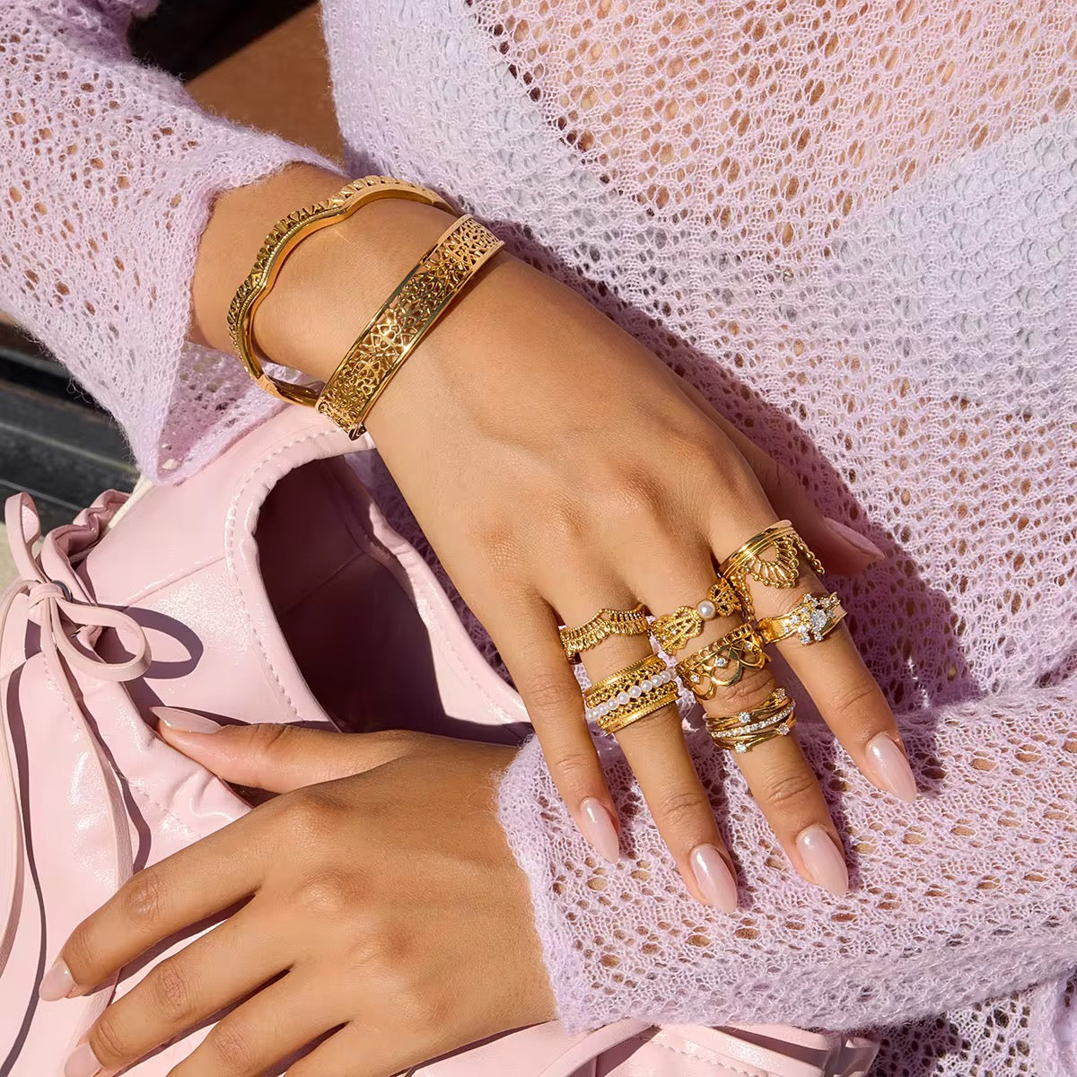 Round Zirconias Layered Ring