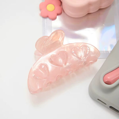 Hearts Pink Hair Claw