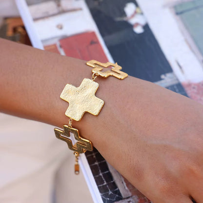 Textured Chunky Crosses Bracelet