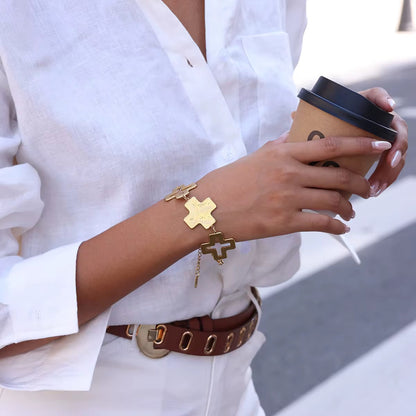 Textured Chunky Crosses Bracelet