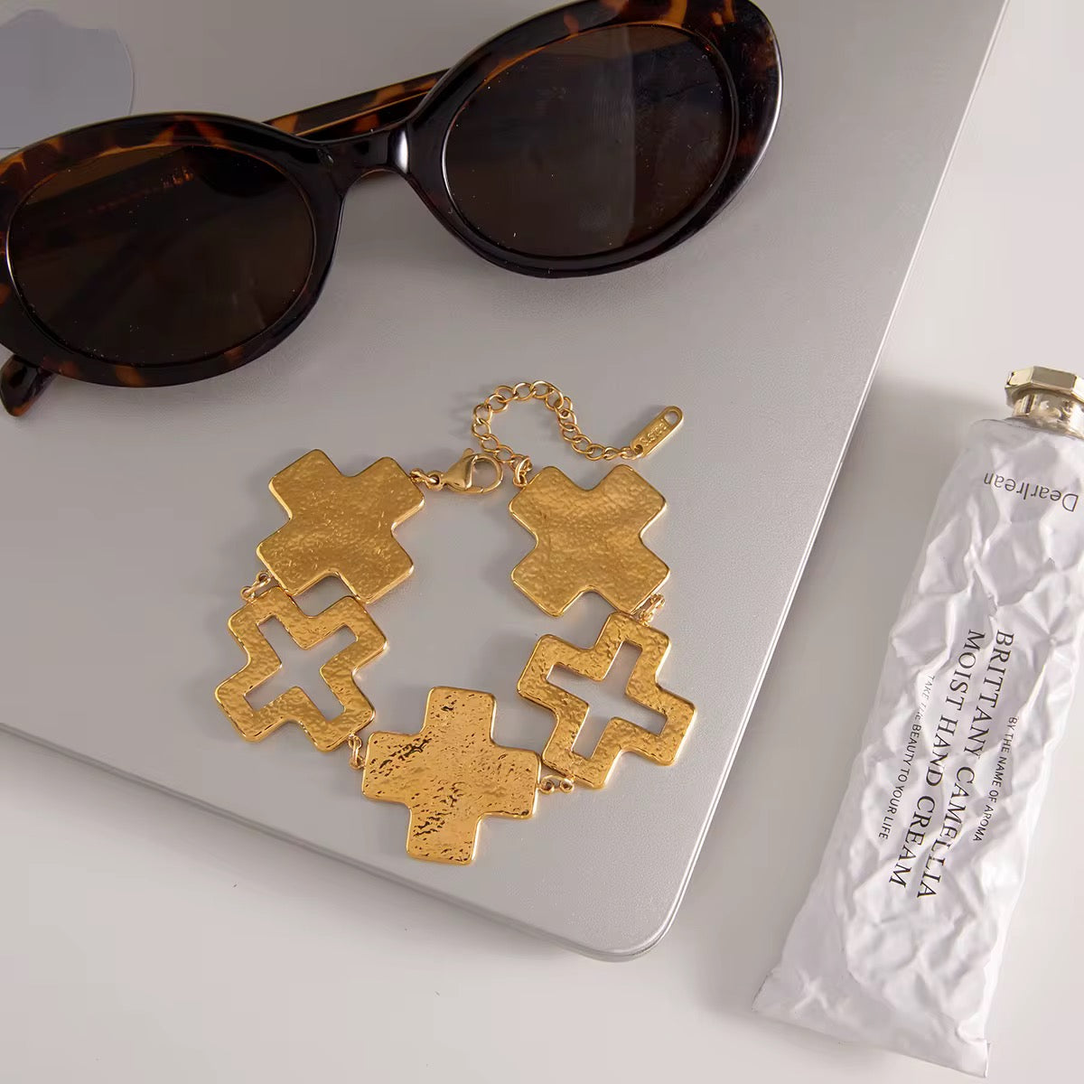 Textured Chunky Crosses Bracelet