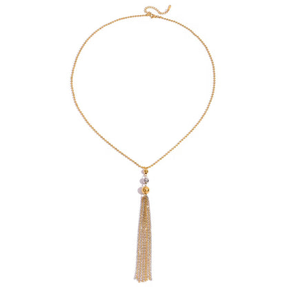 Two Tone Balls Tassel Long Necklace