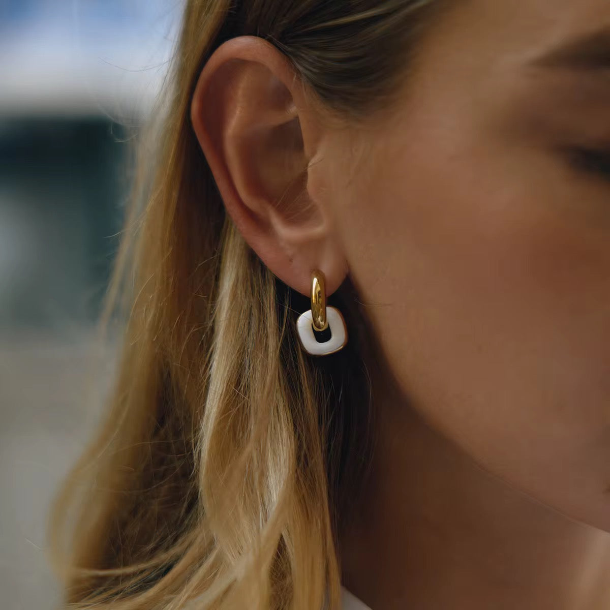 Colored Enamel Pendant Hoop Earrings (Choose one)