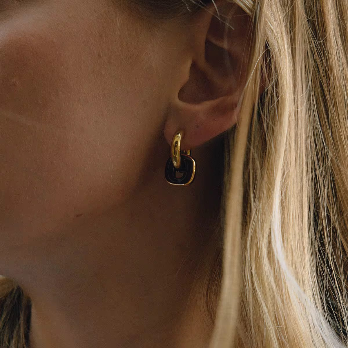 Colored Enamel Pendant Hoop Earrings (Choose one)