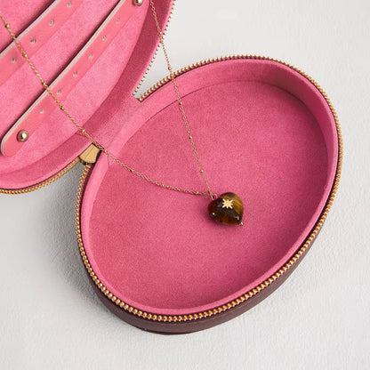 Amber Heart Pendant Necklace