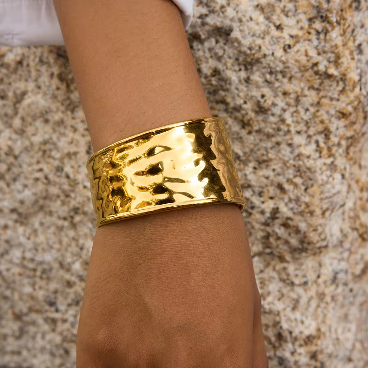 Wide Textured Cuff Bracelet
