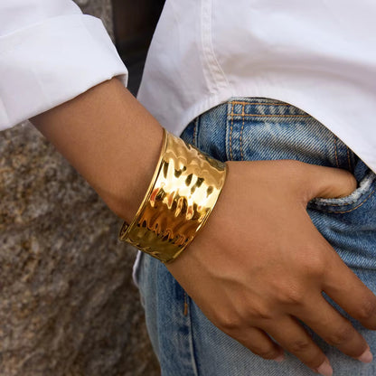 Wide Textured Cuff Bracelet