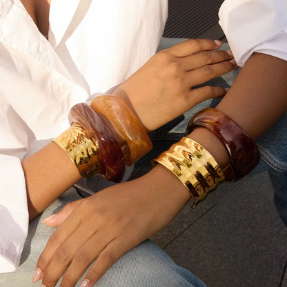 Resin Amber Wide Bangle