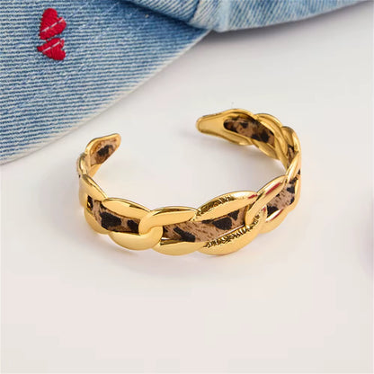 Animal Print Braid Cuff Bracelet