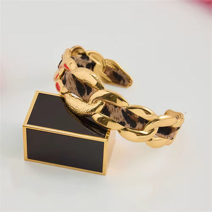 Animal Print Braid Cuff Bracelet