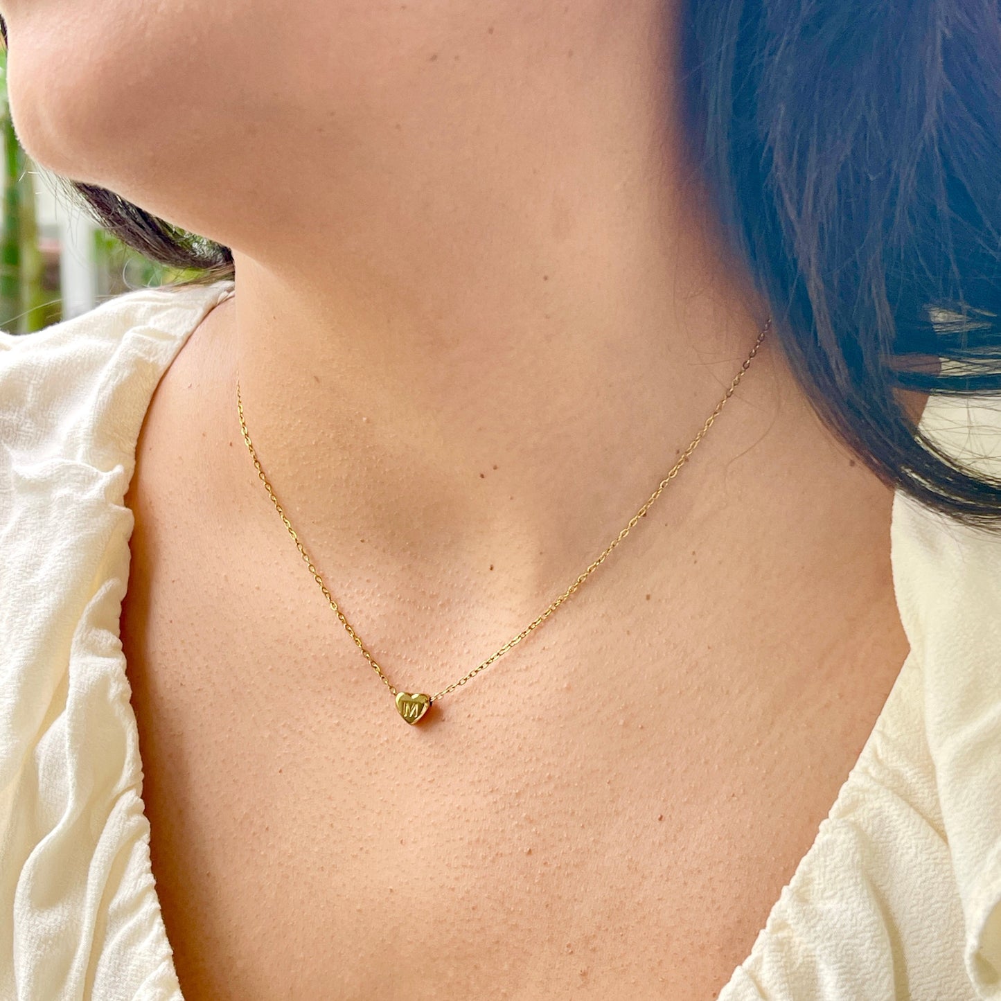 Mini Heart Initial Necklace