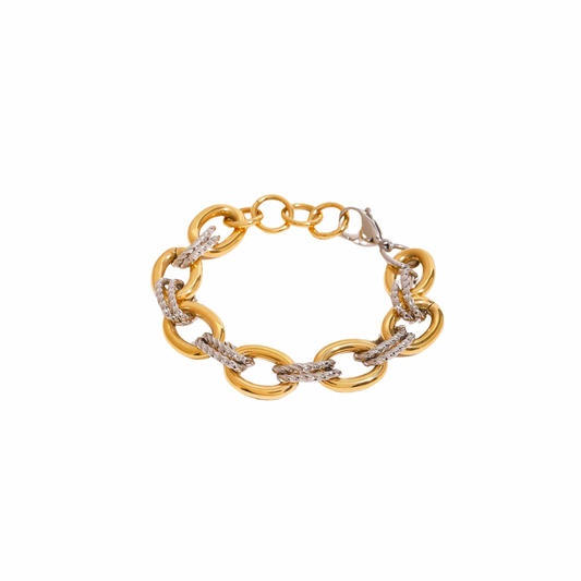 Two Tone Oval Chain Bracelet