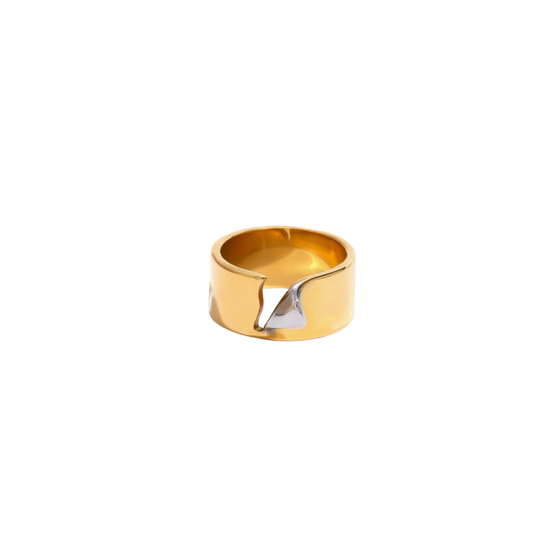Two Tone Torn Band Ring