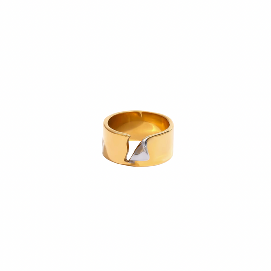 Two Tone Torn Band Ring