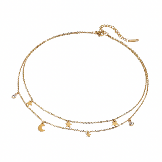 Stars & Moon Pendants Layered Necklace