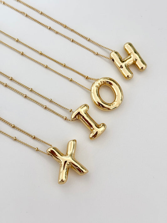Gold Balloon Initial Necklace