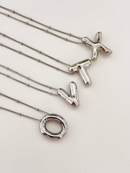 Silver Balloon Initial Necklace