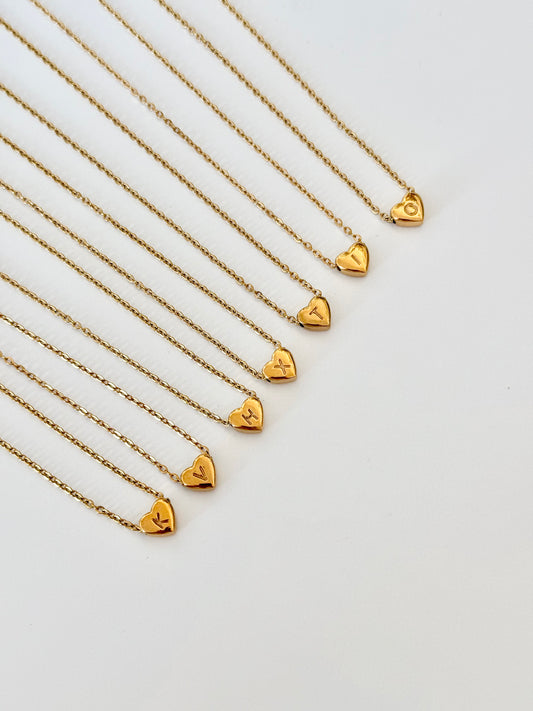 Mini Heart Initial Necklace