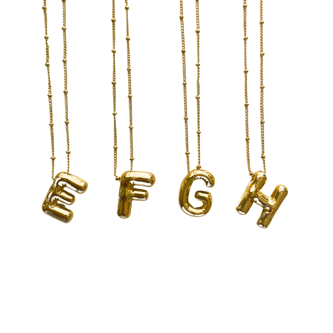 Gold Balloon Initial Necklace